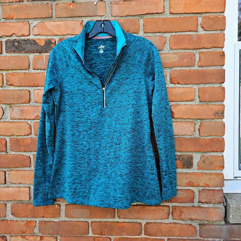 MoretUltra Women’s Blue Half-Zip Active Top with Thumbholes
